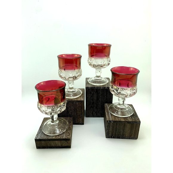 Indiana Glass Ruby Red Kings Crown Cordials. - Picture 3 of 9